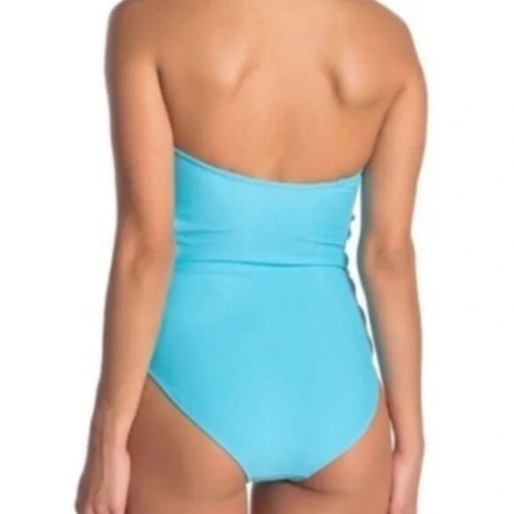 NEW RACHEL ROY Women's Aqua Stretch Side Lace-Up Sweetheart Moderate Coverage On - Picture 6 of 10